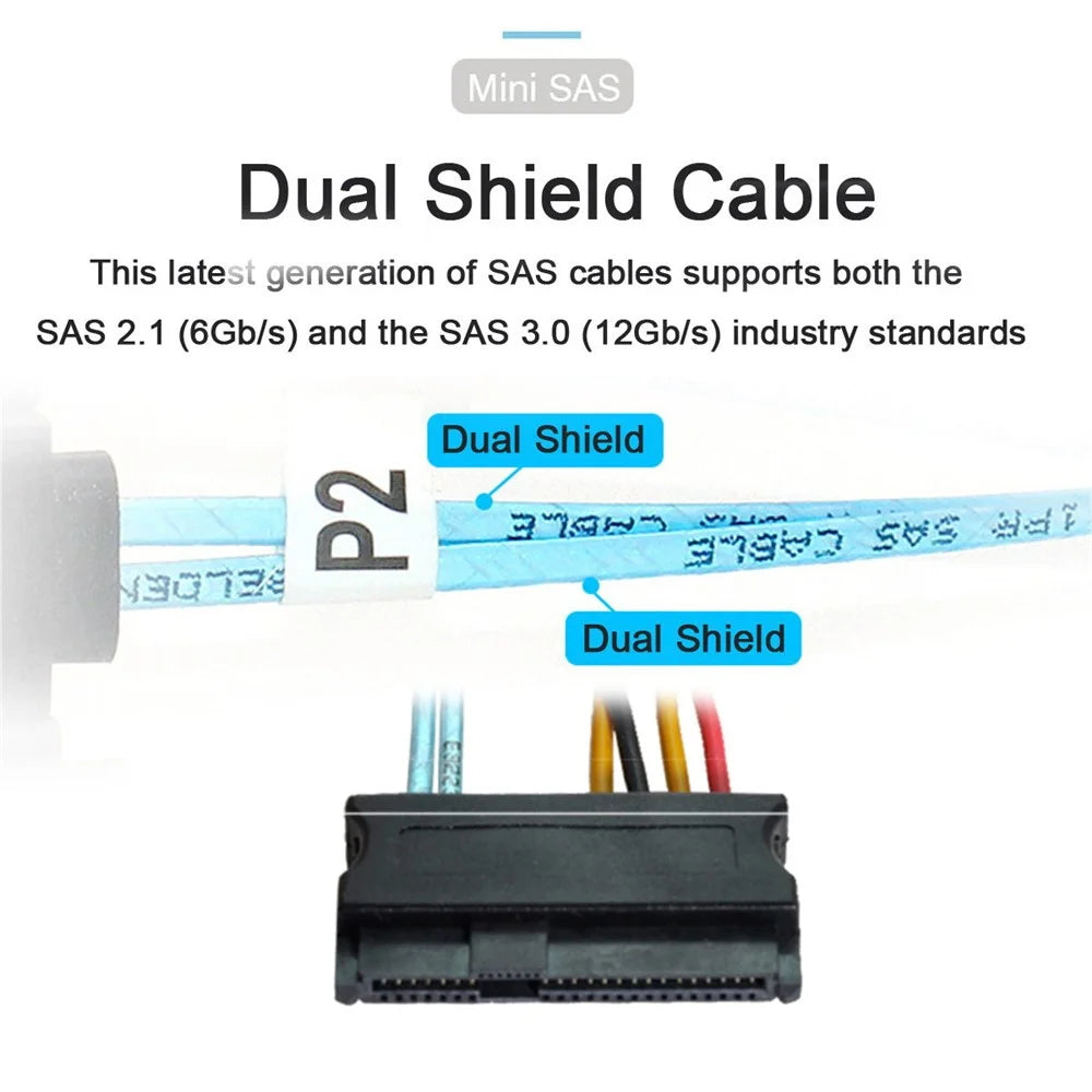 SF-047-1.0M Slimline SAS 4.0 SFF-8654 4i 38Pin Host to 4 SAS 29Pin SFF-8482 Target Hard Disk Fanout Raid Cable 1m - 5