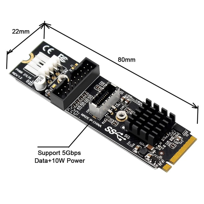 EP-018 NVME NGFF M-Key Express Card to Type-E USB 3.1 Front Panel and USB 3.0 20Pin Socket VL805 Adapter for Motherboard - 3