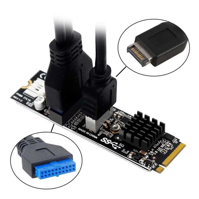 EP-018 NVME NGFF M-Key Express Card to Type-E USB 3.1 Front Panel and USB 3.0 20Pin Socket VL805 Adapter for Motherboard - 4