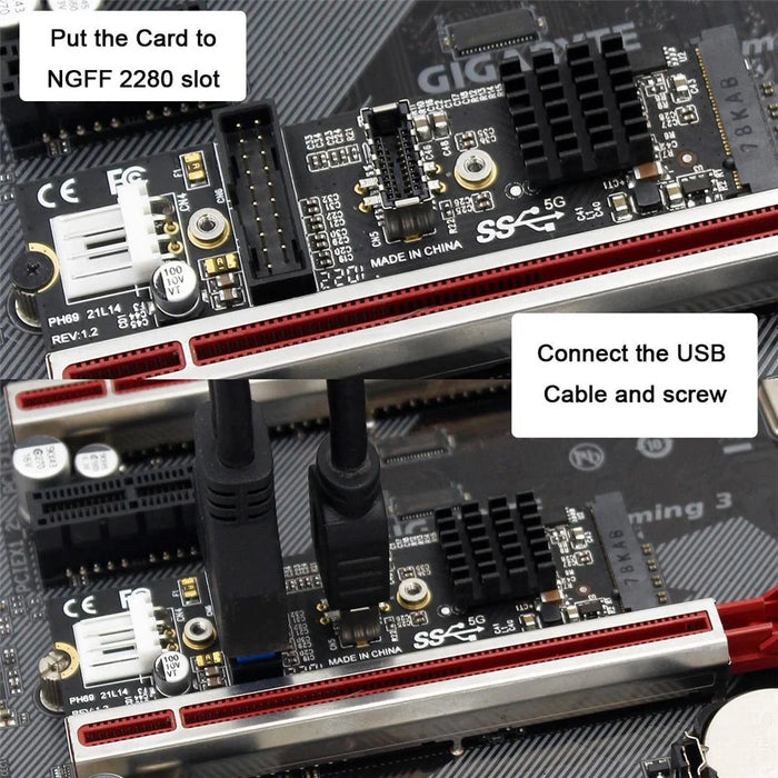 EP-018 NVME NGFF M-Key Express Card to Type-E USB 3.1 Front Panel and USB 3.0 20Pin Socket VL805 Adapter for Motherboard - 5