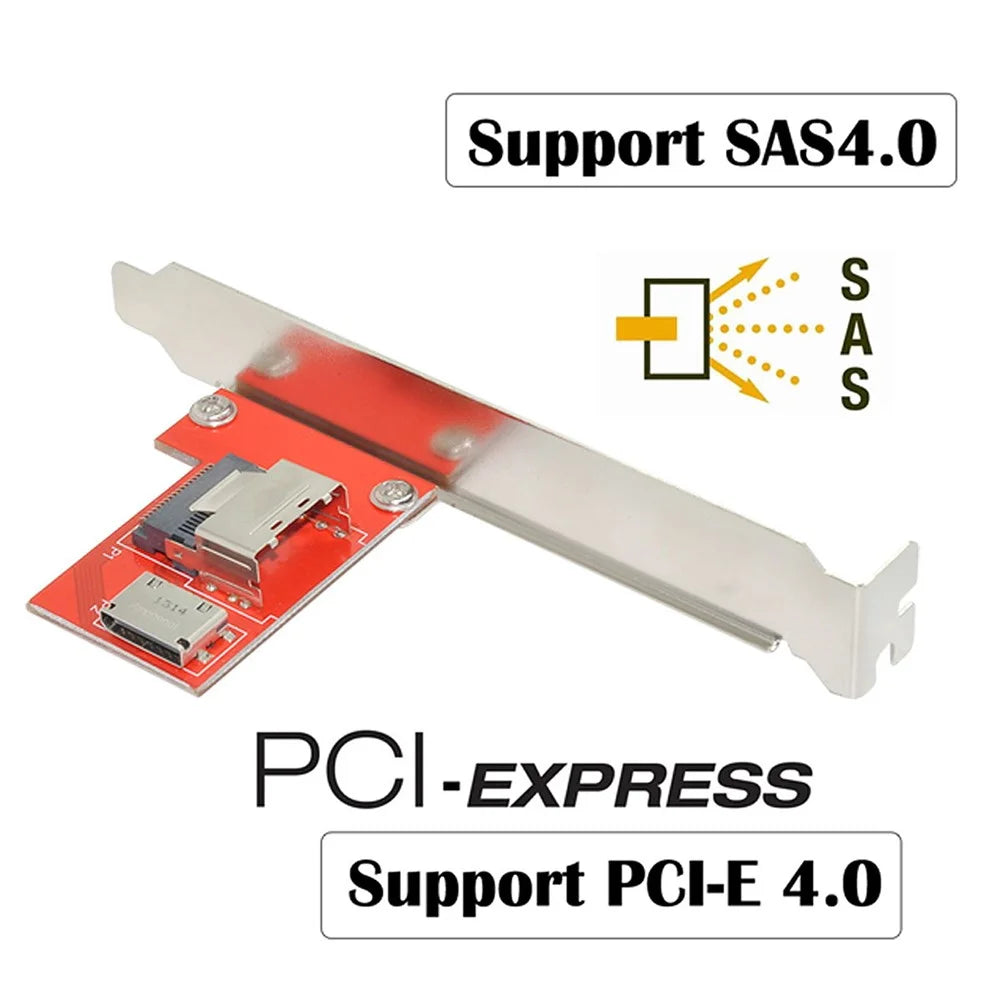 SF-041 PCI-Express 4.0 Mini SAS SFF-8087 to Oculink SFF-8611 PCBA Female Adapter with Bracket - 2