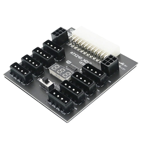 PW-005 ATX-24PIN to IDE 8X 4Pin +2X 6Pin Power Supply Board for CHIA ETH BTC - 1