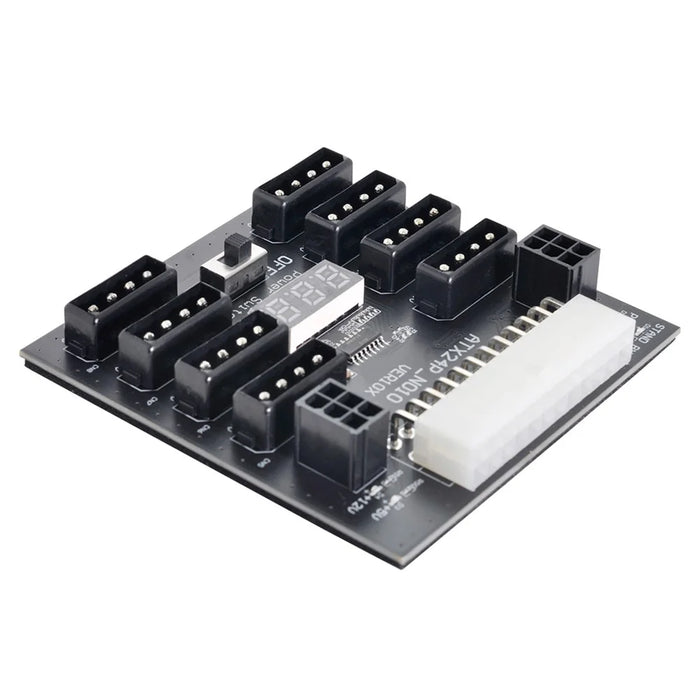 PW-005 ATX-24PIN to IDE 8X 4Pin +2X 6Pin Power Supply Board for CHIA ETH BTC - 2