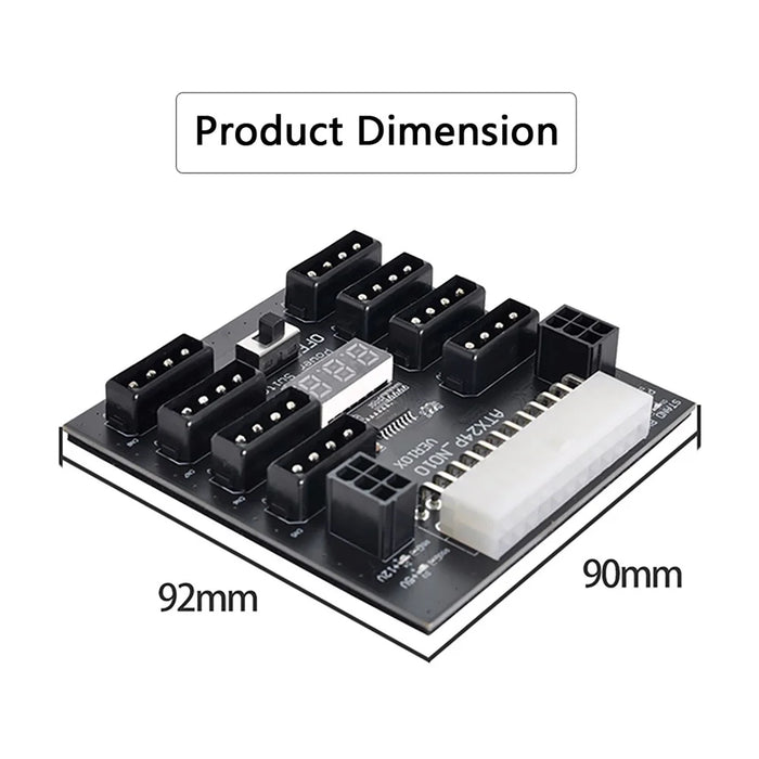 PW-005 ATX-24PIN to IDE 8X 4Pin +2X 6Pin Power Supply Board for CHIA ETH BTC - 4