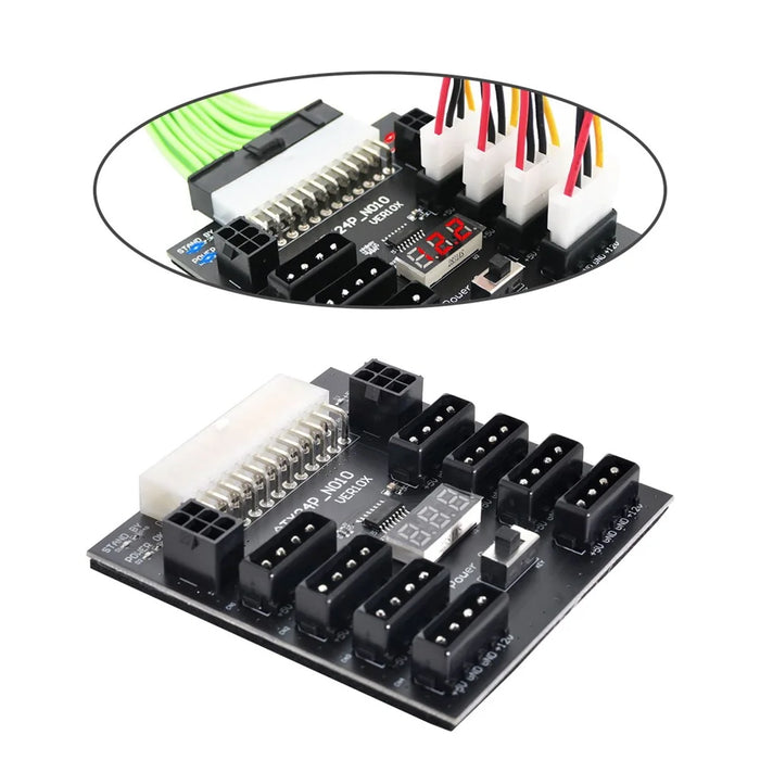 PW-005 ATX-24PIN to IDE 8X 4Pin +2X 6Pin Power Supply Board for CHIA ETH BTC - 6
