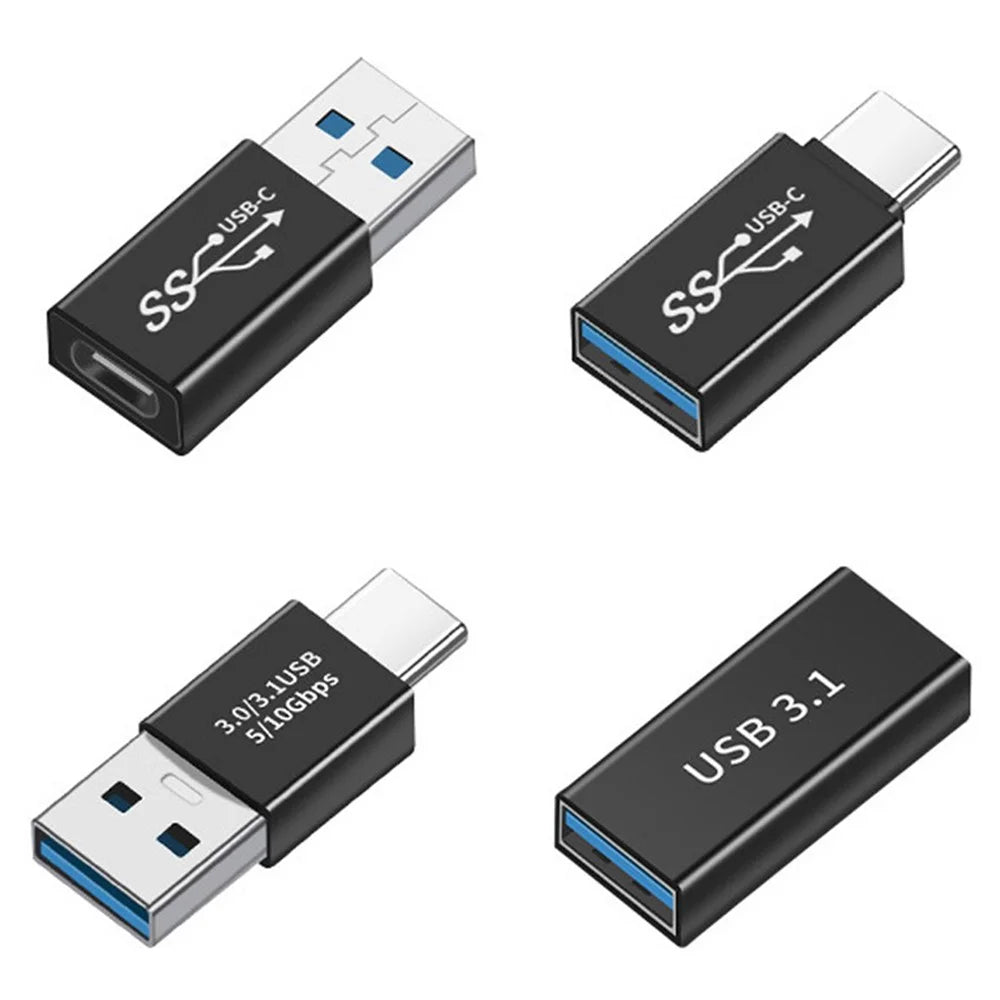 UC-070 4Pcs/Set Portable USB-C to USB-A Converter 10Gbps Data Transfer OTG Adapter - 1