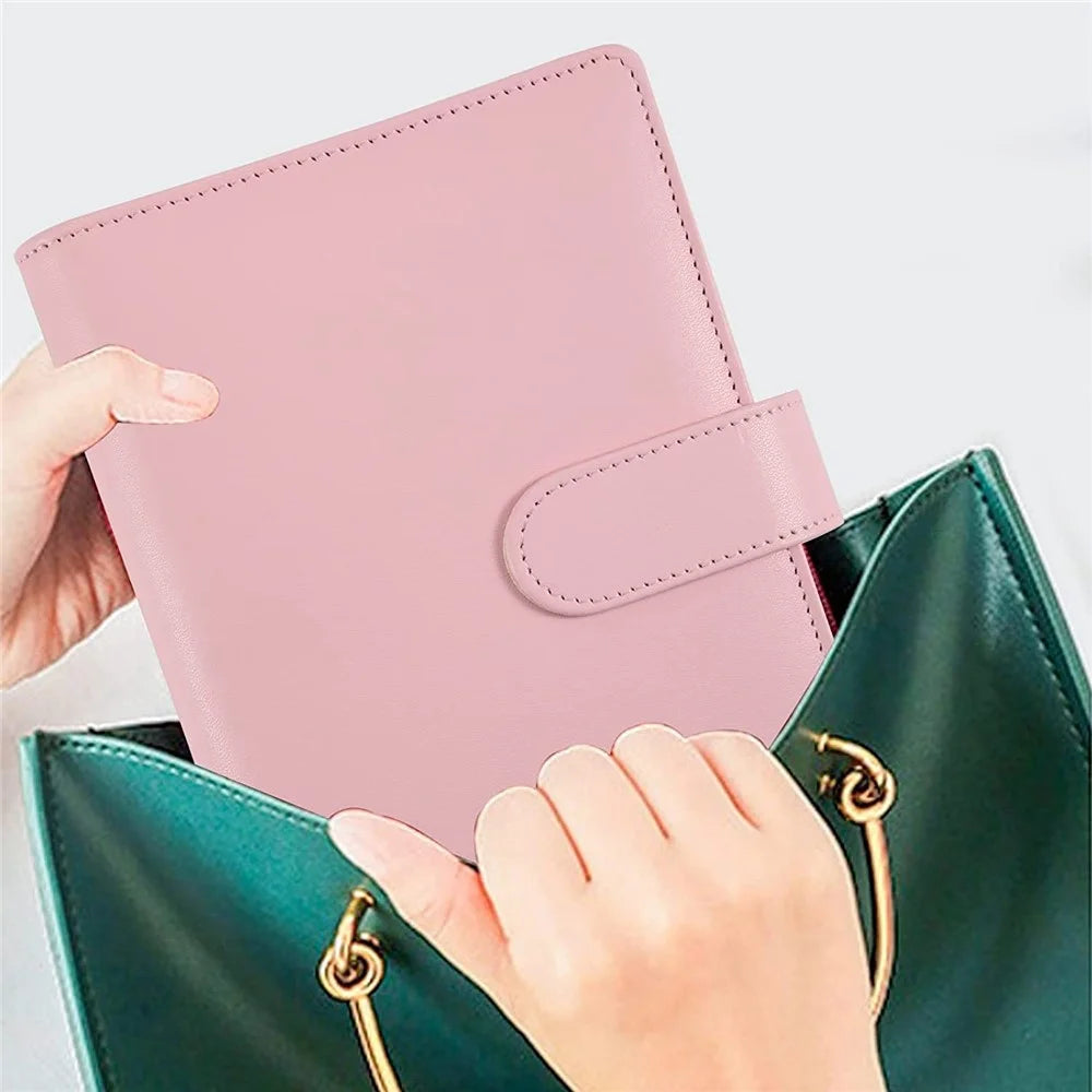 A6 PU Leather Notebook Cover Loose-leaf Binder Budget Planner Organizer 8 Storage Pockets 12 Budget Sheets - Purple - 6