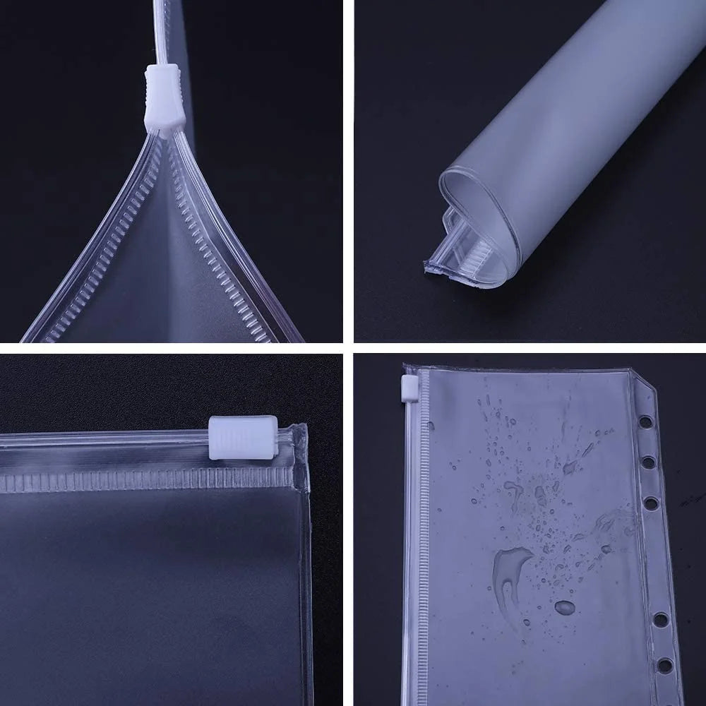 24Pcs A6 Binder Pockets PVC Zipper Folders for 6-Ring Notebook Binder Files Reports Binder, Translucent - 4