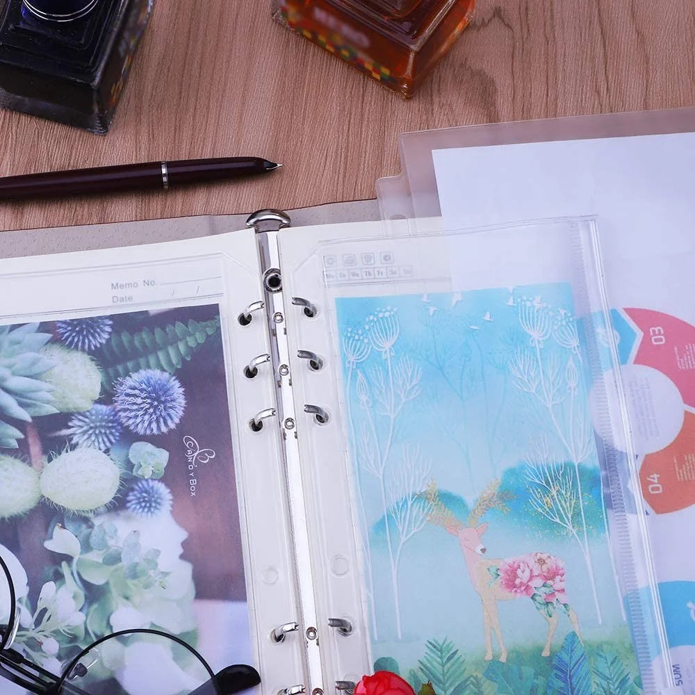 24Pcs A6 Binder Pockets PVC Zipper Folders for 6-Ring Notebook Binder Files Reports Binder, Translucent - 5