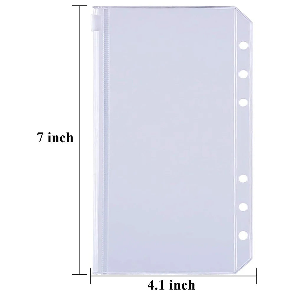 24Pcs A6 Binder Pockets PVC Zipper Folders for 6-Ring Notebook Binder Files Reports Binder, Translucent - 7