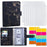 Marble Pattern A6 PU Leather Binder Magnetic Clasp 6 Rings Binder Cover Notebook with 12 PVC Pockets and 2 Random Color Label Stickers - Black - 1