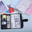 Marble Pattern A6 PU Leather Binder Magnetic Clasp 6 Rings Binder Cover Notebook with 12 PVC Pockets and 2 Random Color Label Stickers - Black - 4