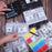 Marble Pattern A6 PU Leather Binder Magnetic Clasp 6 Rings Binder Cover Notebook with 12 PVC Pockets and 2 Random Color Label Stickers - Black - 6