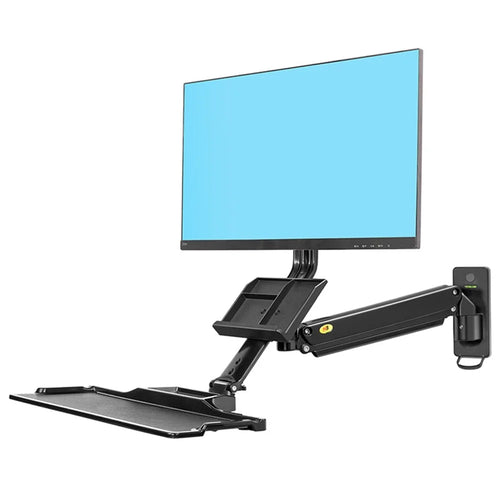 NORTH BAYOU MB32 Wall Mount Sit/Stand Workstation Adjustable 19-27 inch Monitor Holder with Keyboard Tray - 1