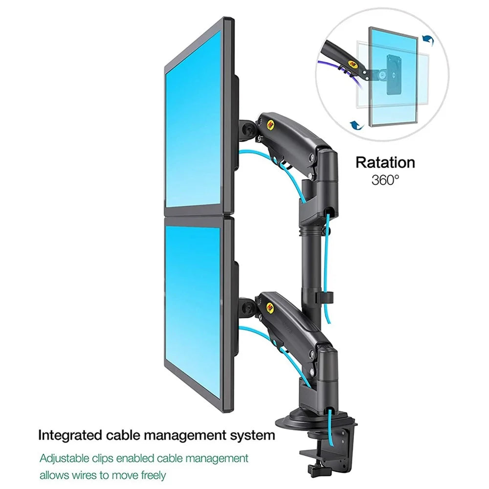 NORTH BAYOU H180 22-32 inch Dual Screen Computer Monitor Adjustable Holder Desktop Support Arm Bracket - 3