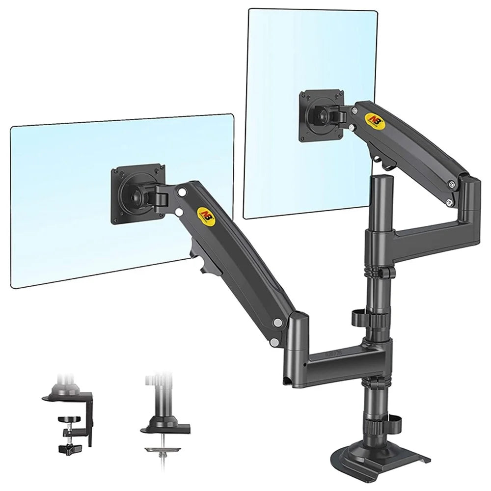 NORTH BAYOU H180 22-32 inch Dual Screen Computer Monitor Adjustable Holder Desktop Support Arm Bracket - 6