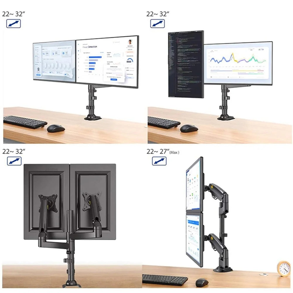 NORTH BAYOU H180 22-32 inch Dual Screen Computer Monitor Adjustable Holder Desktop Support Arm Bracket - 7
