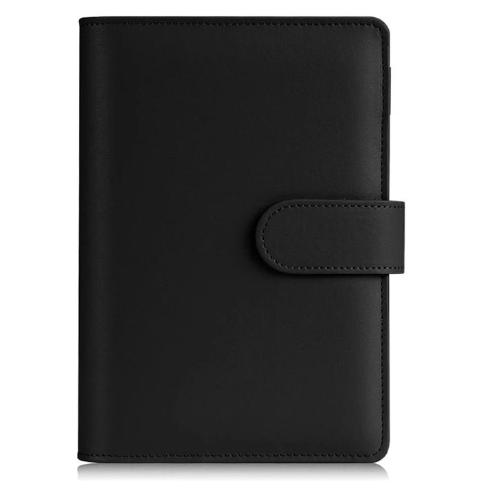 A6 Size 6-Ring PU Leather Notebook Binder Cover Magnetic Closure Planner Journal Binder Shell - Black - 1