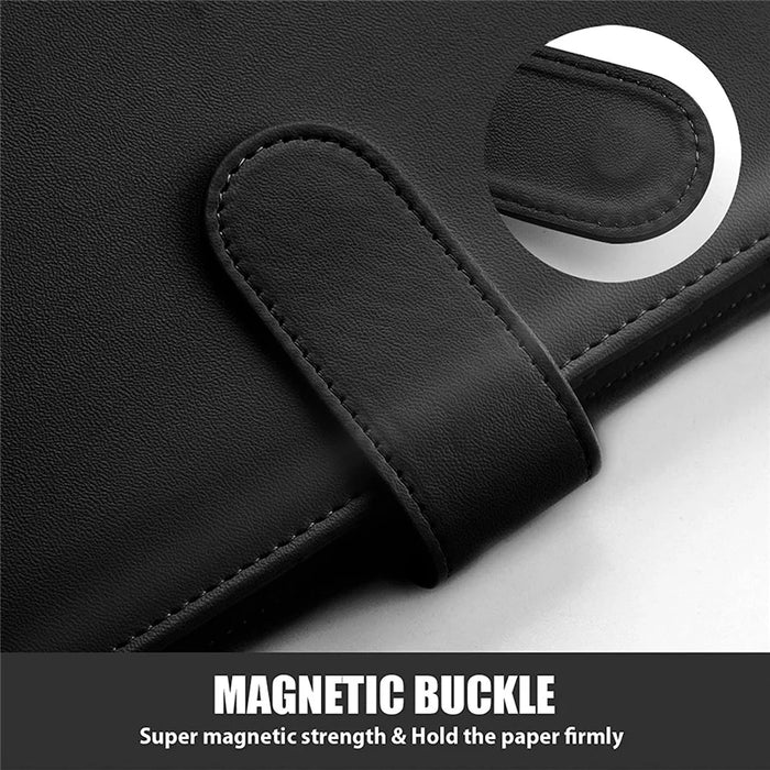 A6 Size 6-Ring PU Leather Notebook Binder Cover Magnetic Closure Planner Journal Binder Shell - Black - 5