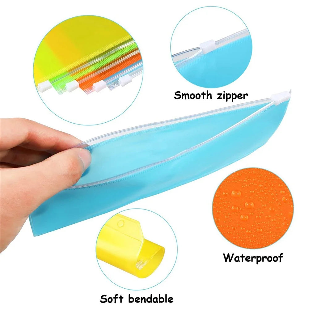 12PCS A5 Size Binder Pockets 6 Colors Zipper 6-Hole Folders Waterproof PVC Pouch Document Bill Bags Storage Bags - 5