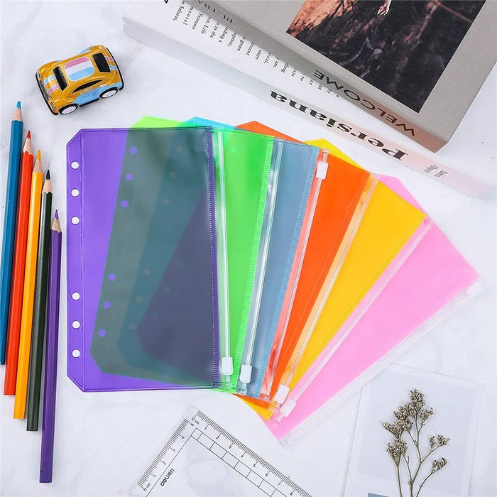 A6 PU Leather Notebook Cover Shell Binder Budget Planner Organizer 12 Storage Pockets Multi-color Refillable 6 Rings Binder Cover Loose Leaf Pouch - 4