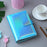 A6 Size 6-Ring PU Leather Notebook Binder Cover Laser Design Planner Journal Binder Shell for Budget System - Blue - 2