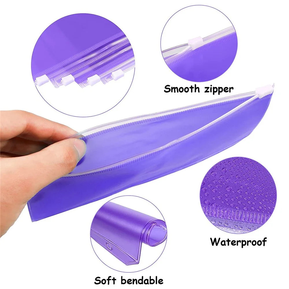 12PCS A6 Size Binder Pockets Purple Zipper Folders Waterproof PVC Pouch Document Bill Bags Storage Bags for 6-Ring Binder - 3