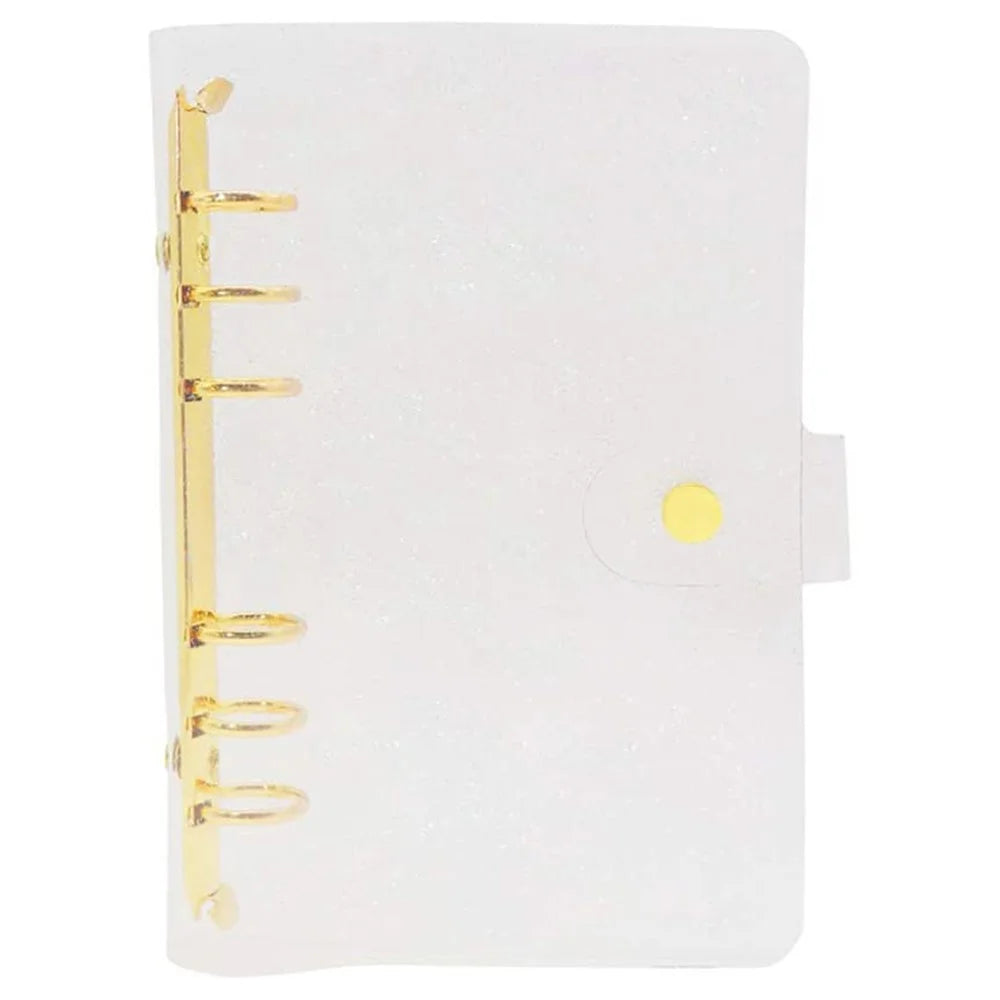 A6 PVC Binder Cover Gold 6-Ring Binders Glitter Powder Bill Card Money Organizer Loose Leaf Notebook Shell - 1
