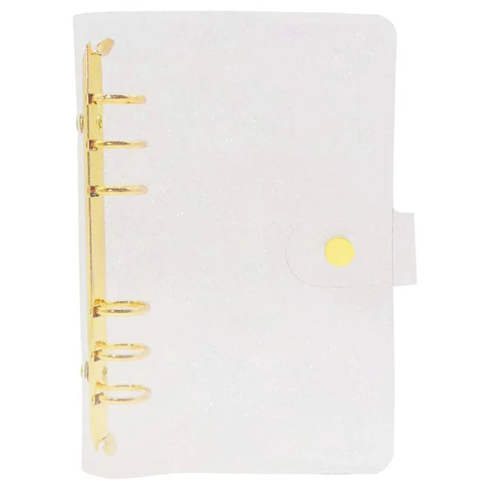 A6 PVC Binder Cover Gold 6-Ring Binders Glitter Powder Bill Card Money Organizer Loose Leaf Notebook Shell - 1
