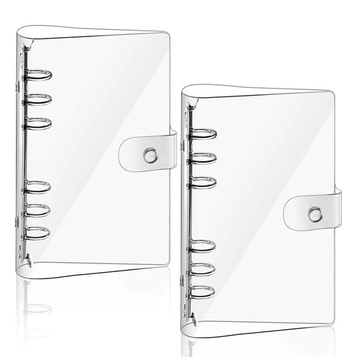 2PCS A6 Binder Covers Transparent Soft PVC 6-Ring Design Snap Button Closure Loose Leaf Folder Notebook Shells - 1