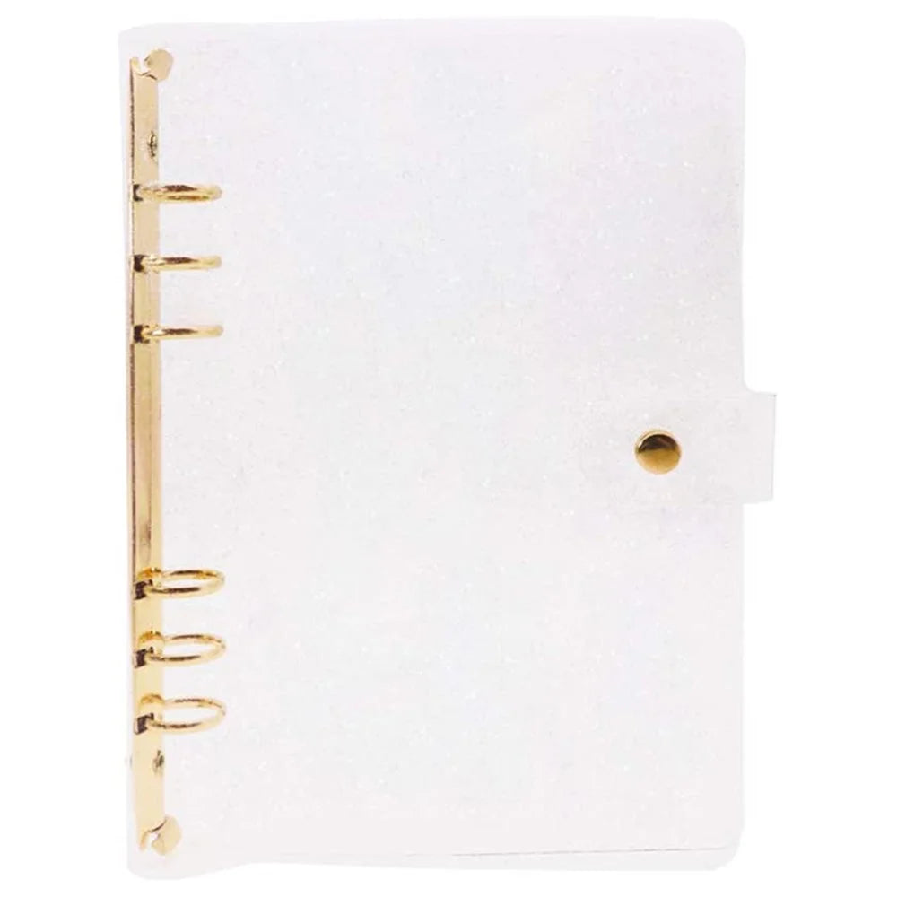 A5 Binder Cover Fashionable Glitter Powder PVC Surface Gold 6 Ring Binders Loose Leaf Notebook Shell - 1