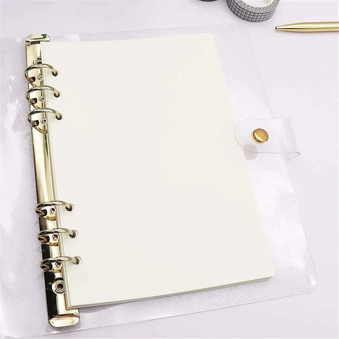 A5 Binder Cover Fashionable Glitter Powder PVC Surface Gold 6 Ring Binders Loose Leaf Notebook Shell - 4