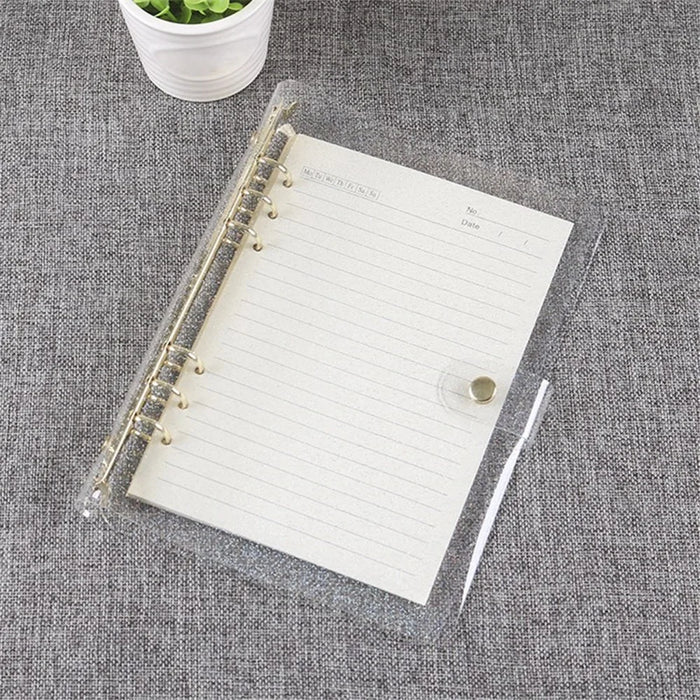 A5 Binder Cover Fashionable Glitter Powder PVC Surface Gold 6 Ring Binders Loose Leaf Notebook Shell - 5