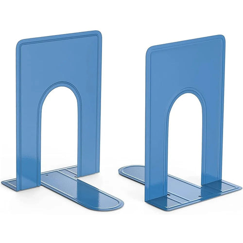 1 Pair Book Ends Metal Bookends Holding Book Universal Non-skid Heavy Duty Office Bookends Shelves, Size M - Blue - 1