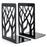 1 Pair Metal Book Ends Premium Decorative Bookend Books Magazines Shelves, Non-slip Book Holder Stoppers Organizers - Black - 1