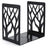 1 Pair Metal Book Ends Premium Decorative Bookend Books Magazines Shelves, Non-slip Book Holder Stoppers Organizers - Black - 2