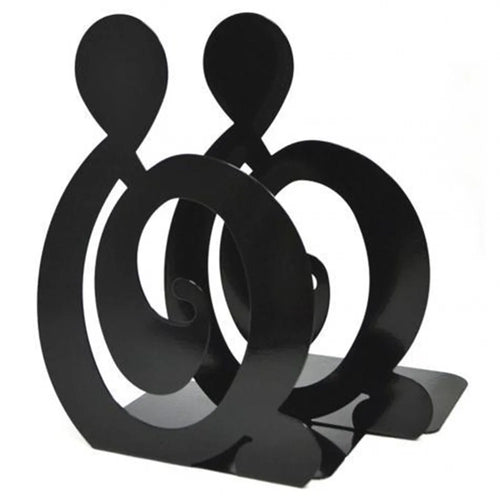 1 Pair Metal Book Ends Bookends Musical High Note Shape Book Stand Holder Desktop Storage Holder - Black - 1