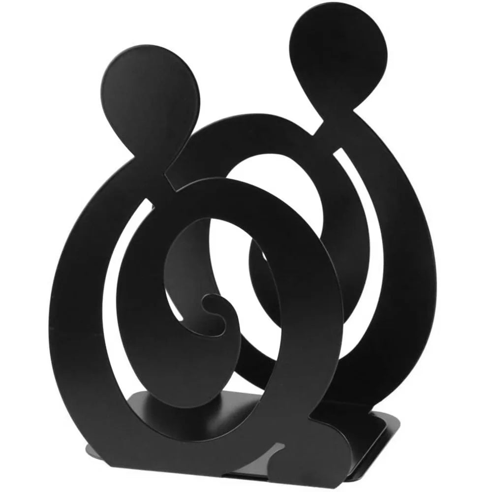 1 Pair Metal Book Ends Bookends Musical High Note Shape Book Stand Holder Desktop Storage Holder - Black - 2