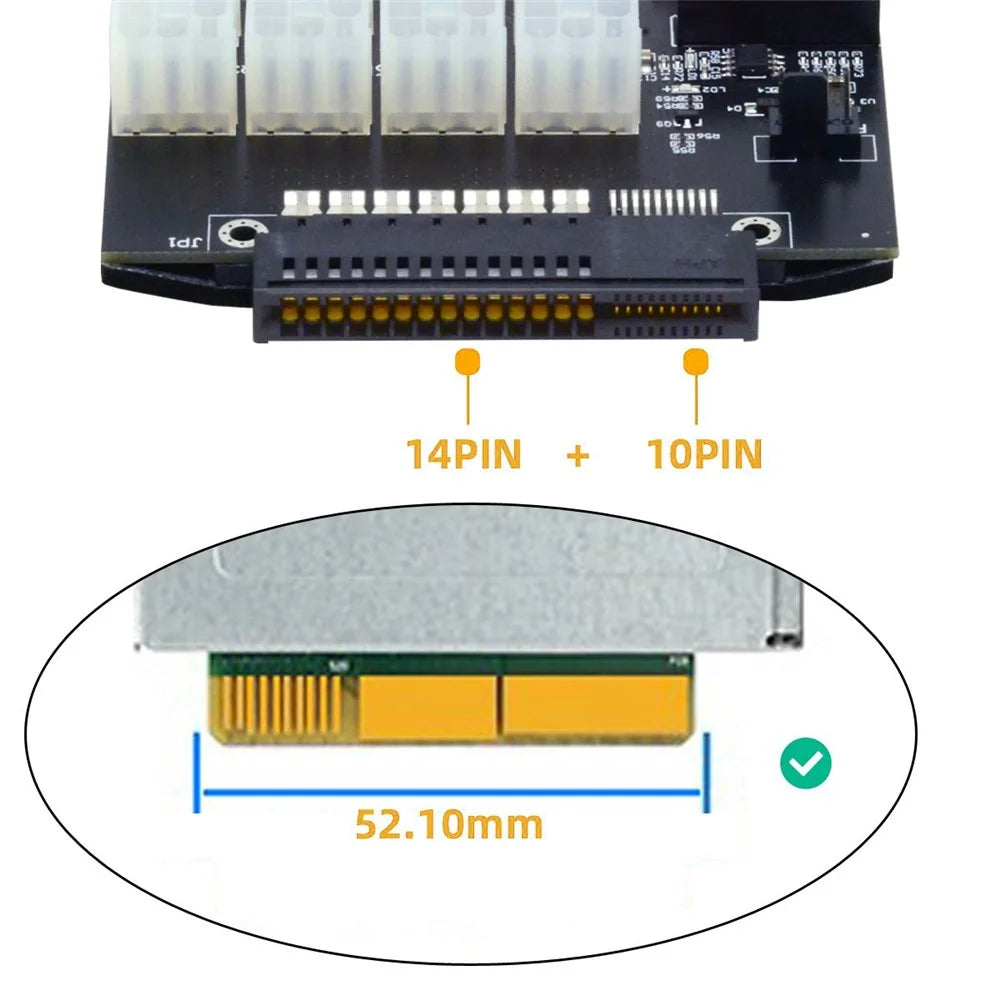 PW-011 For CHIA ETH BTC Mining Miner 12V Flex Slot Server Power Board 14+10Pin to 16x6Pin Power Supply Board - 2