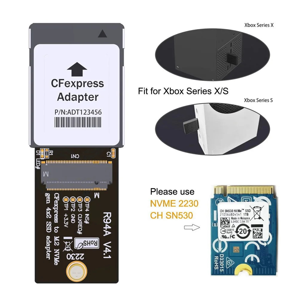 SA-046 For XBOX Series X/S CH SN530 SSD PCIe4.0 Expansion Memory Card CF-Express Type-B to M.2 NVMe 2230 M-Key Adapter - 3