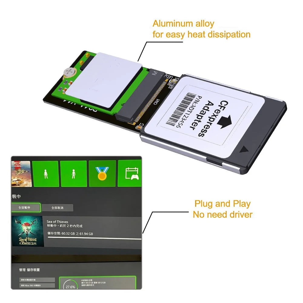 SA-046 For XBOX Series X/S CH SN530 SSD PCIe4.0 Expansion Memory Card CF-Express Type-B to M.2 NVMe 2230 M-Key Adapter - 4