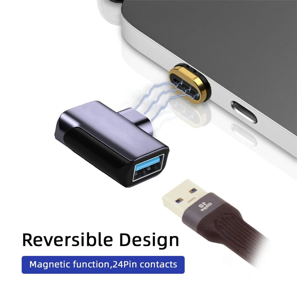 UC-028-AF Magnetic USB-C Male to USB-A Female Elbow Adapter 10Gbps Data Transfer Converter - 5