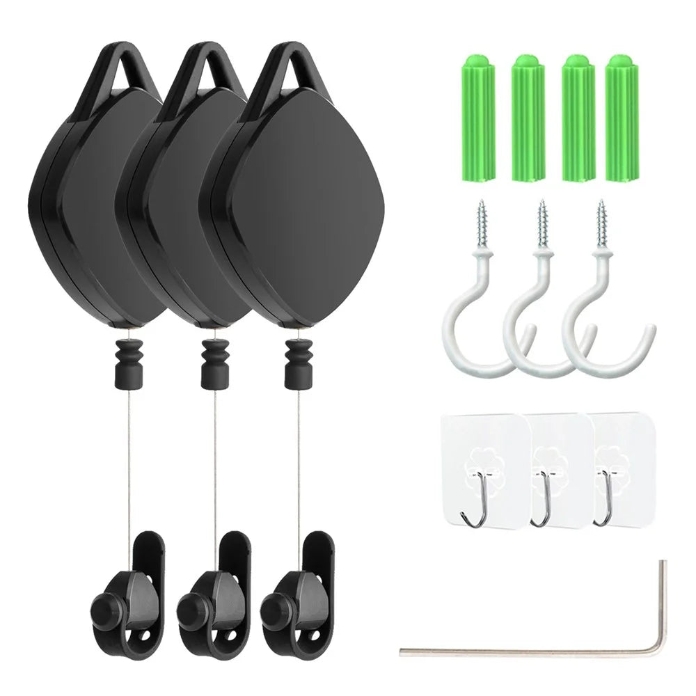 MFTDE 3Pcs for HTC Vive Pro/Oculus Rift/Oculus Quest Link/Oculus Quest 2 Retractable Ceiling Pulley VR Cable Management System - Black - 1
