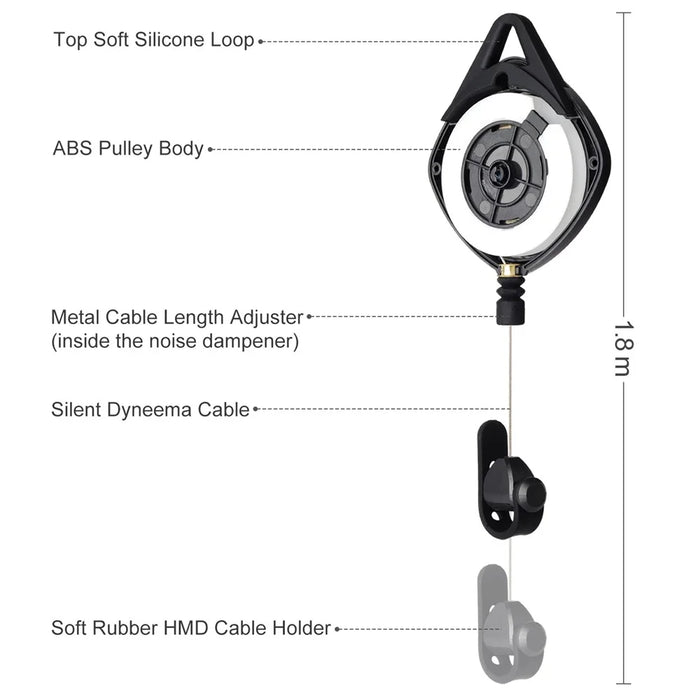 MFTDE 3Pcs for HTC Vive Pro/Oculus Rift/Oculus Quest Link/Oculus Quest 2 Retractable Ceiling Pulley VR Cable Management System - Black - 6