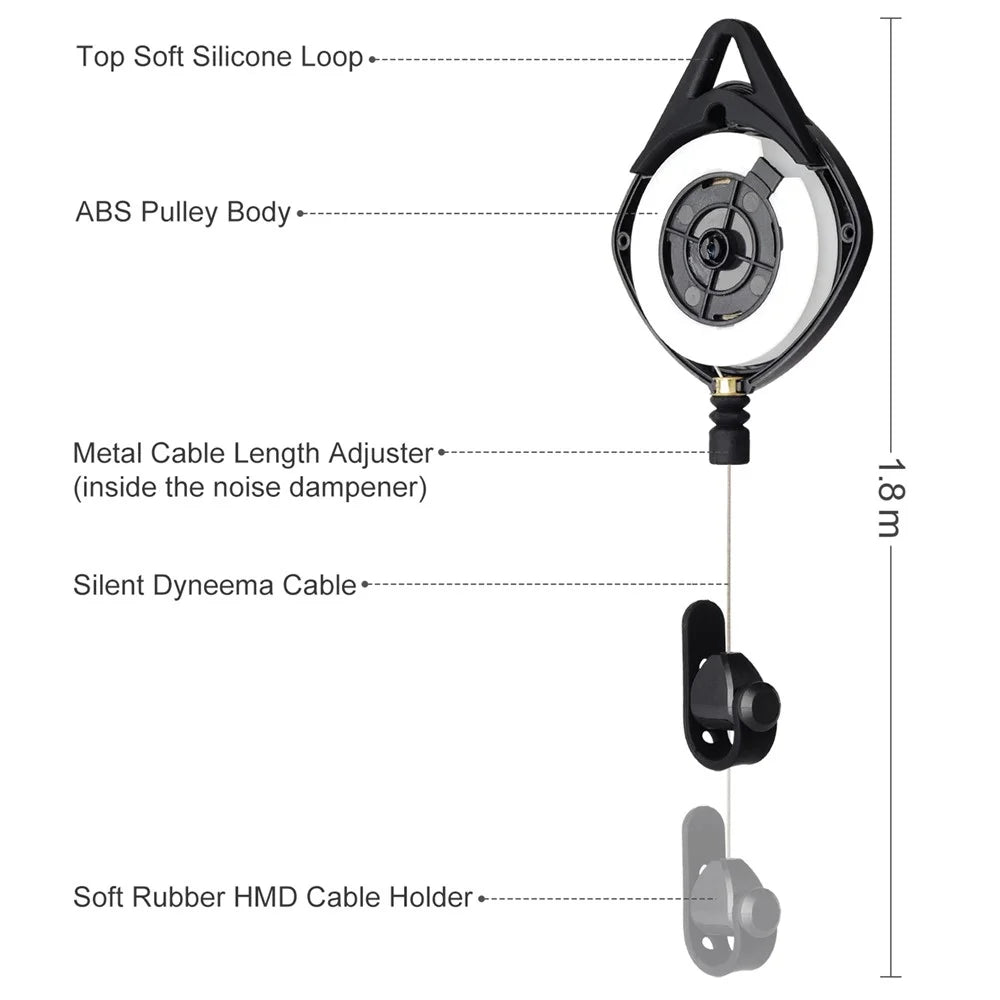 MFTDE 6Pcs Telescopic Ceiling Pulley for HTC Vive Pro/Oculus Rift/Oculus Quest Link/Oculus Quest 2 VR Cable Management System - Black - 6