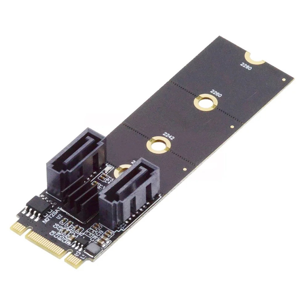 SA-043 NGFF KEY B+M PCI Express to SATA 3.0 6Gbps Dual Ports Adapter 22x80MM Converter Hard Drive Extension Card JMB582 2230 2242 2260 2280 - 1