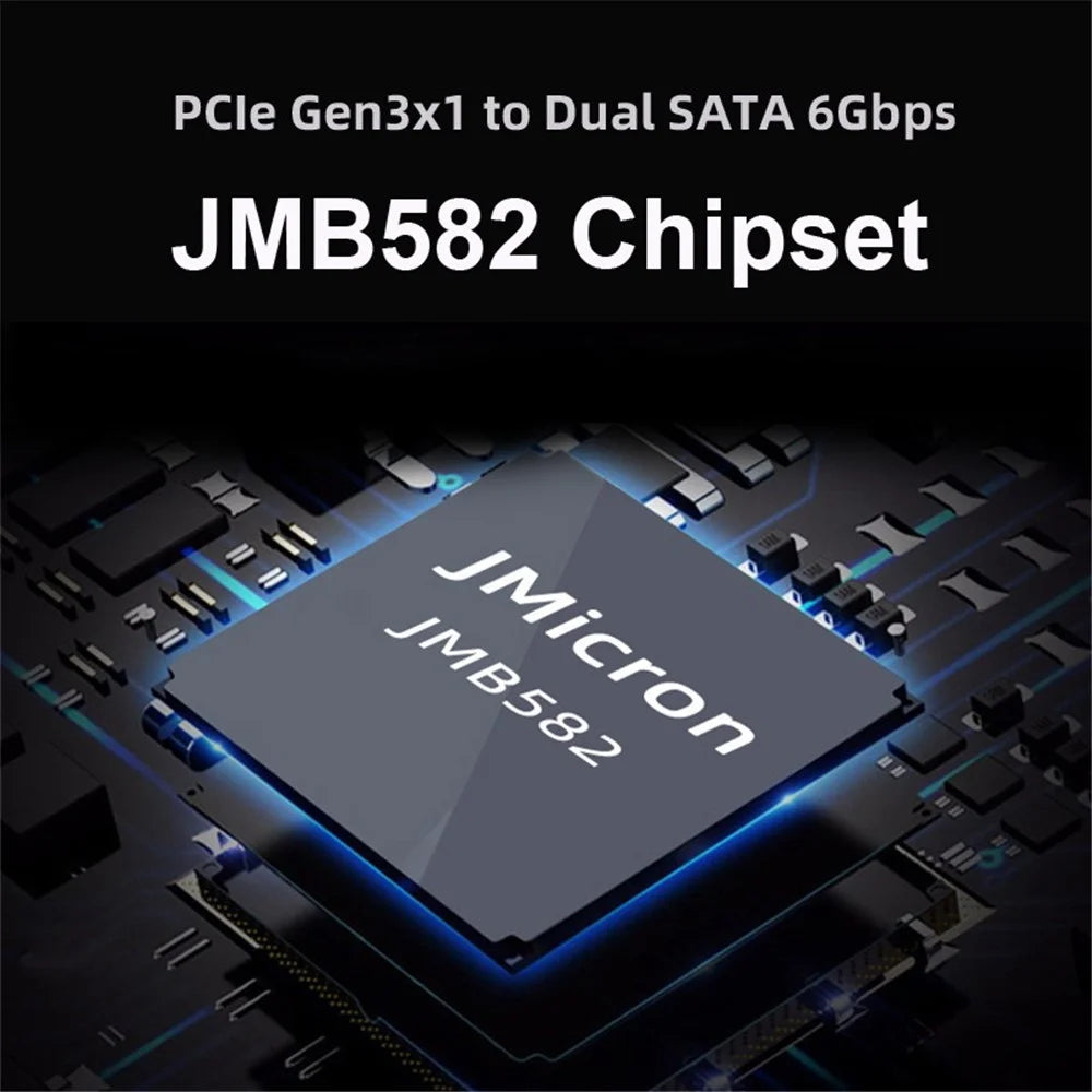 SA-044 NGFF KEY B+M to SATA 3.0 6Gbps Dual Ports Vertical+Horizontal Adapter 22*80MM Converter Hard Drive Extension Card JMB582 2280 - 3