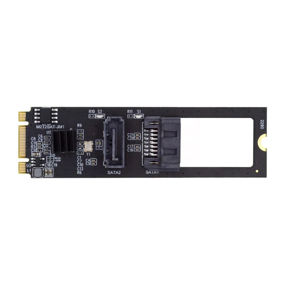 SA-044 NGFF KEY B+M to SATA 3.0 6Gbps Dual Ports Vertical+Horizontal Adapter 22*80MM Converter Hard Drive Extension Card JMB582 2280 - 6