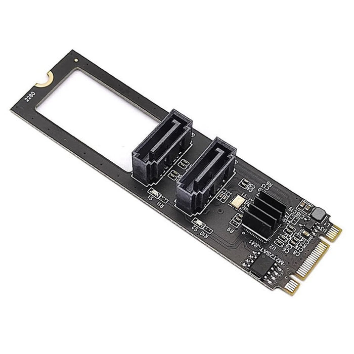 SA-042 NGFF KEY B+M PCI Express to SATA 3.0 22*80MM 6Gbps Dual Ports Adapter Converter Hard Drive Extension Card JMB582 2280 - 1