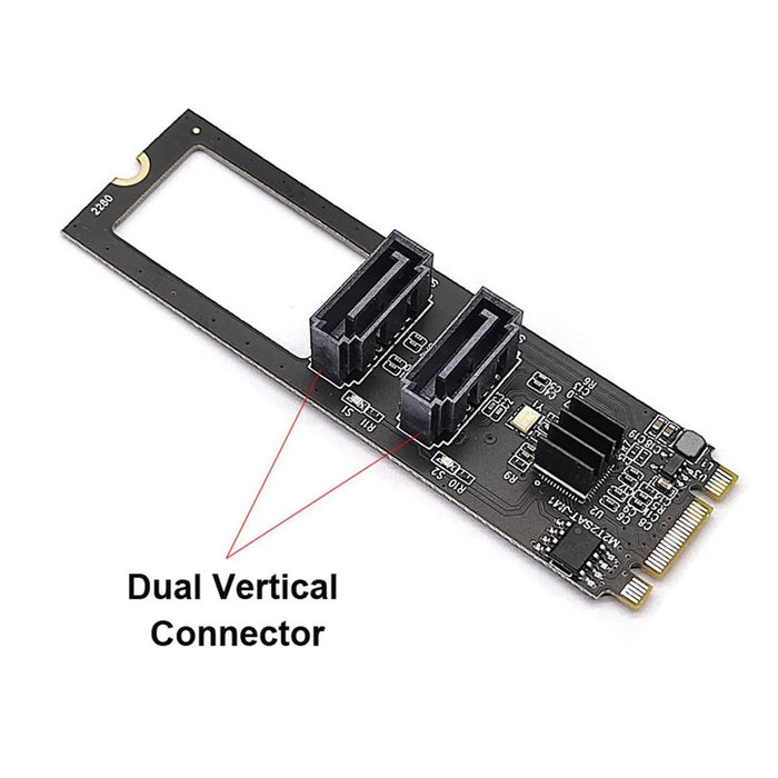 SA-042 NGFF KEY B+M PCI Express to SATA 3.0 22*80MM 6Gbps Dual Ports Adapter Converter Hard Drive Extension Card JMB582 2280 - 4